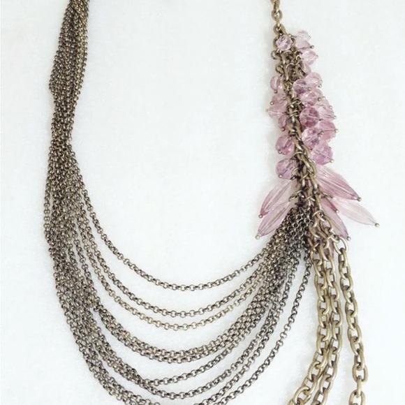 Lia Sophia Vintage Antique Gold Tone Blushing Pink Resin Necklace NWT - Picture 1 of 14